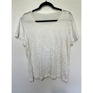VanHeusen Top Cream with Lace Overlay S/S Womans Size XL